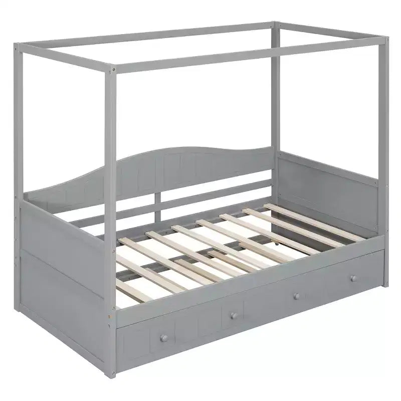 Letto da giorno matrimoniale Luxystar con letto estraibile e baldacchino