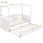 Letto da giorno matrimoniale Luxystar con letto estraibile e baldacchino