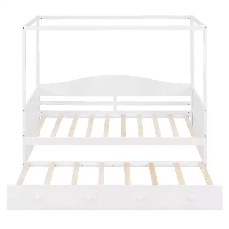 Letto da giorno matrimoniale Luxystar con letto estraibile e baldacchino