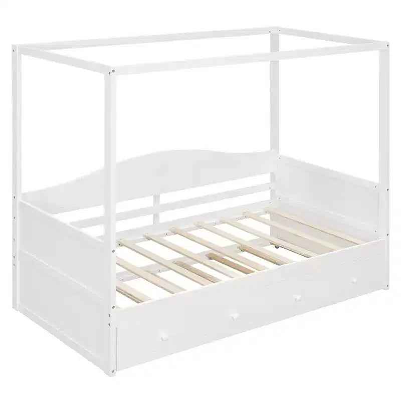 Letto da giorno matrimoniale Luxystar con letto estraibile e baldacchino