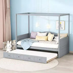 Luxystar Twin Size Daybed with Trundle and Canopy