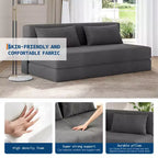 Divano Letto Pieghevole Convertibile - Futon in Lino con Cuscino per Soggiorno, Camera da Letto, Dormitorio, Appartamento, Ufficio Domestico - Grigio Scuro