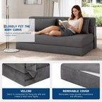 Divano Letto Pieghevole Convertibile - Futon in Lino con Cuscino per Soggiorno, Camera da Letto, Dormitorio, Appartamento, Ufficio Domestico - Grigio Scuro
