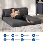 Divano Letto Pieghevole Convertibile - Futon in Lino con Cuscino per Soggiorno, Camera da Letto, Dormitorio, Appartamento, Ufficio Domestico - Grigio Scuro