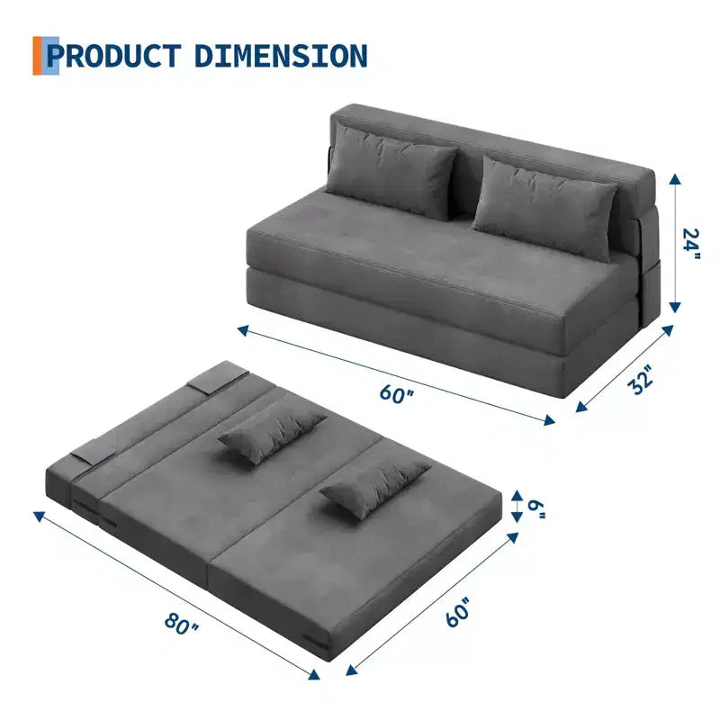 Divano Letto Pieghevole Convertibile - Futon in Lino con Cuscino per Soggiorno, Camera da Letto, Dormitorio, Appartamento, Ufficio Domestico - Grigio Scuro
