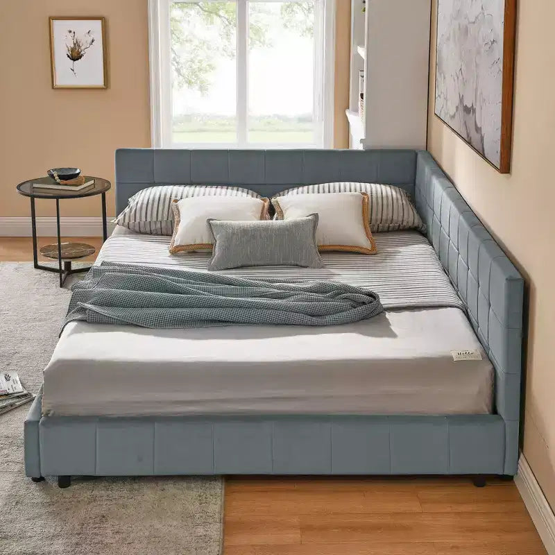 Bellemave Lettino Imbottito Queen Size con Comodo Schienale e Braccioli, Struttura per Lettino Imbottito per Camera da Letto e Soggiorno, Velluto