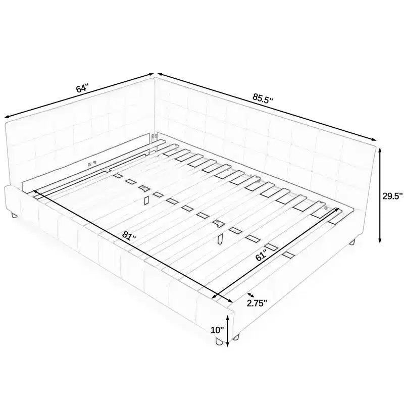 Bellemave Lettino Imbottito Queen Size con Comodo Schienale e Braccioli, Struttura per Lettino Imbottito per Camera da Letto e Soggiorno, Velluto