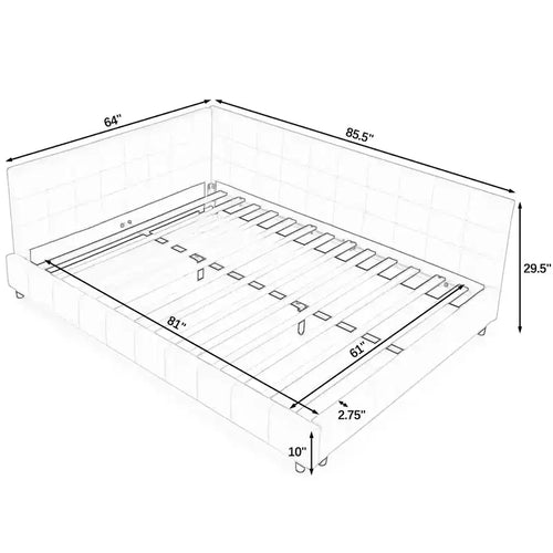 Bellemave Lettino Imbottito Queen Size con Comodo Schienale e Braccioli, Struttura per Lettino Imbottito per Camera da Letto e Soggiorno, Velluto