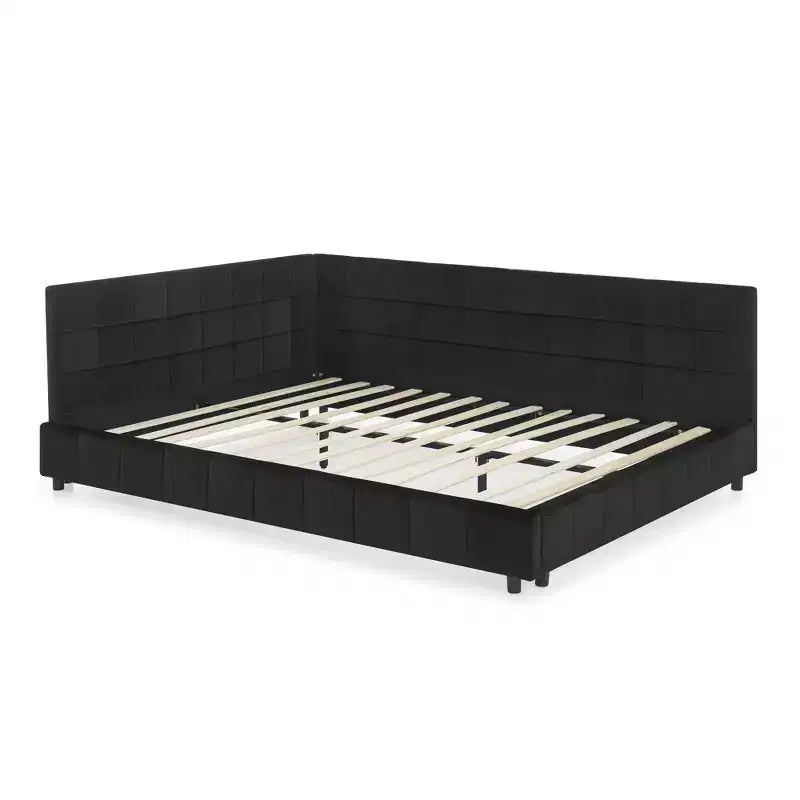 Bellemave Lettino Imbottito Queen Size con Comodo Schienale e Braccioli, Struttura per Lettino Imbottito per Camera da Letto e Soggiorno, Velluto