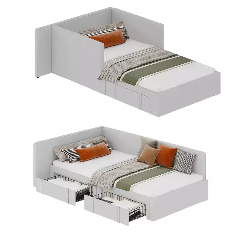 Letto da giorno imbottito singolo con testiera e sponde, divano letto salvaspazio per camera da letto, soggiorno o camera degli ospiti, facile da montare