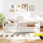 MAYEERTY Struttura letto singolo con letto estraibile, testiera integrata, braccioli, letto in legno salvaspazio