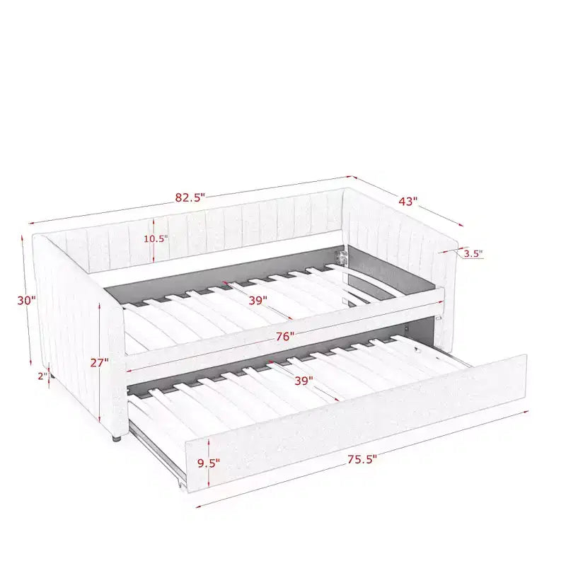 GDFStudio Scarlett Divano Letto Imbottito con Letto Estraibile, Divano Letto con Schienale a Righe Verticali