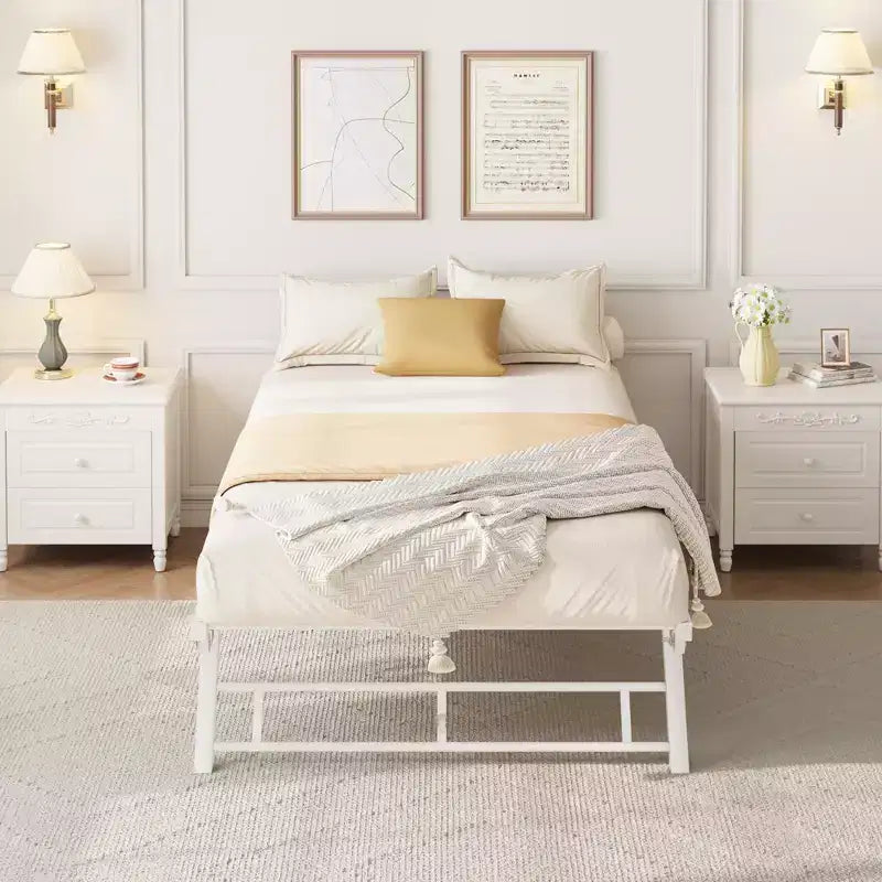Acekool Struttura letto rundle doppia, brandina pieghevole in metallo bianco con rotelle bloccabili, salvaspazio per gli ospiti, sottoletto