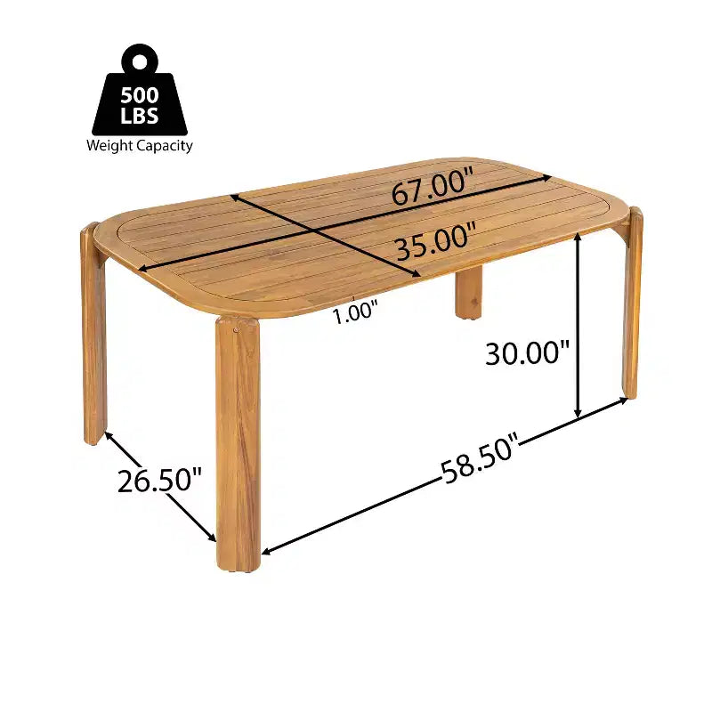 Christopher Knight Home Kaja Tavolo da pranzo da esterno in legno di acacia, finitura teak con design a doghe