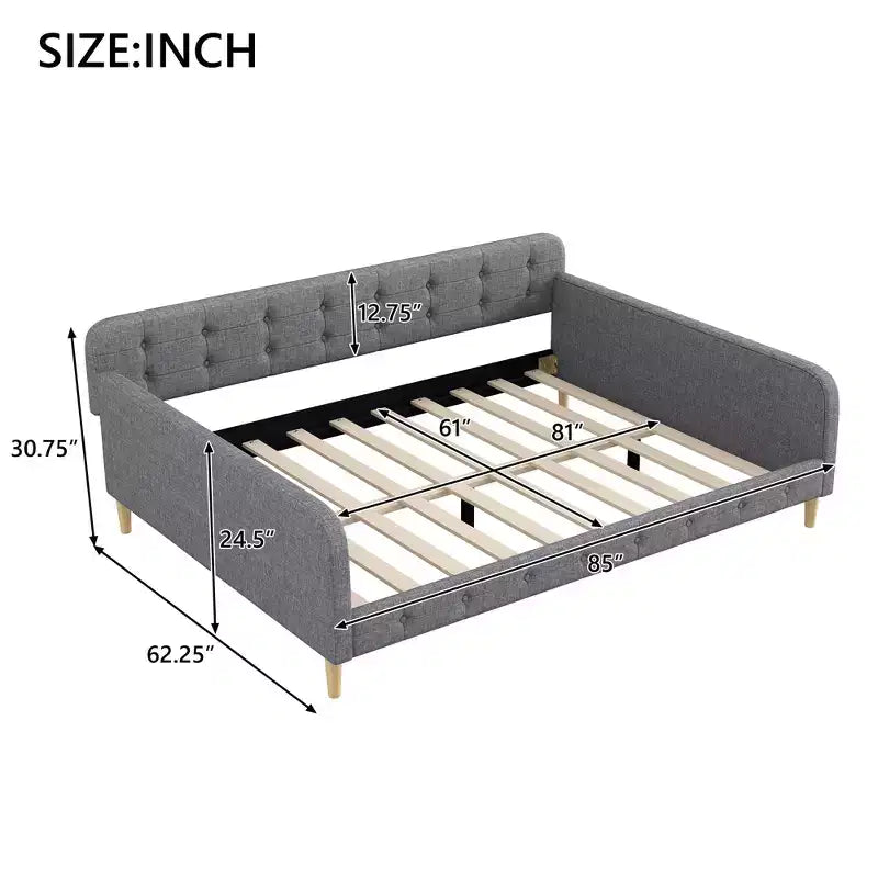 Letto a giorno matrimoniale moderno imbottito in lino Luxystar