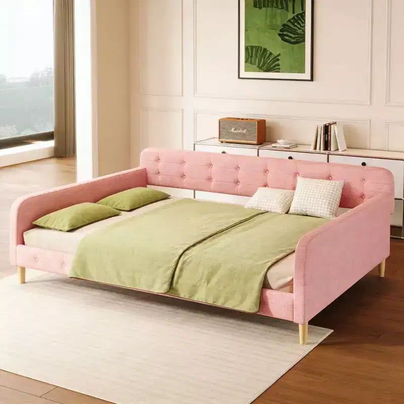 Letto a giorno matrimoniale moderno imbottito in lino Luxystar