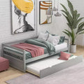 Solid Wood Frame Twin Daybed with Pull Out Trundle, Captains Bed Twin Bed Frame for Living Room, Gray