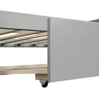 Divano Letto Singolo in Legno Massello con Letto Estraibile, Letto a Giorno Singolo per Soggiorno, Grigio