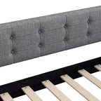 Divano letto imbottito Queen Size con schienale trapuntato a bottoni, divano letto in lino con 4 gambe di supporto, grigio