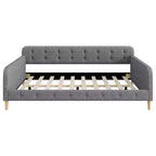 Divano letto imbottito Queen Size con schienale trapuntato a bottoni, divano letto in lino con 4 gambe di supporto, grigio