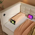 Divano letto singolo imbottito, Struttura letto singolo con contenitore idraulico, Struttura letto divano in velluto con schienale trapuntato