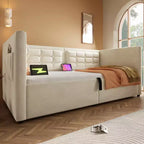 Divano letto singolo imbottito, Struttura letto singolo con contenitore idraulico, Struttura letto divano in velluto con schienale trapuntato