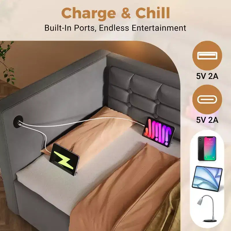 Divano letto singolo imbottito, Struttura letto singolo con contenitore idraulico, Struttura letto divano in velluto con schienale trapuntato