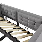 Divano letto singolo imbottito, Struttura letto singolo con contenitore idraulico, Struttura letto divano in velluto con schienale trapuntato