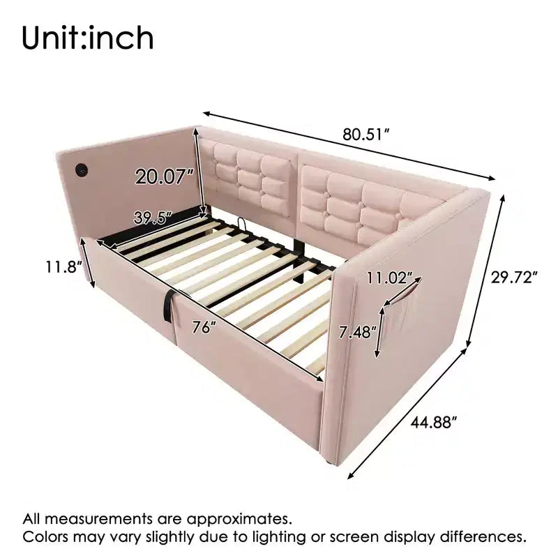 Divano letto singolo imbottito, Struttura letto singolo con contenitore idraulico, Struttura letto divano in velluto con schienale trapuntato