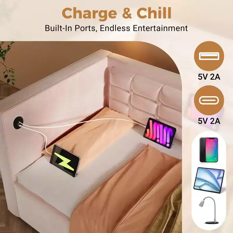 Divano letto singolo imbottito, Struttura letto singolo con contenitore idraulico, Struttura letto divano in velluto con schienale trapuntato