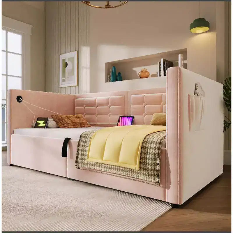 Divano letto singolo imbottito, Struttura letto singolo con contenitore idraulico, Struttura letto divano in velluto con schienale trapuntato