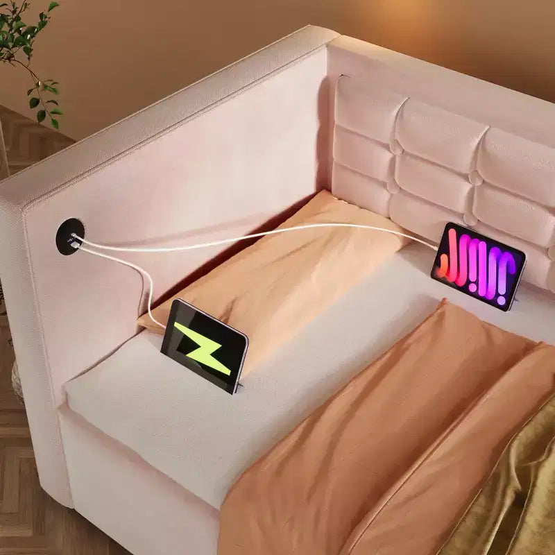 Divano letto singolo imbottito, Struttura letto singolo con contenitore idraulico, Struttura letto divano in velluto con schienale trapuntato