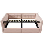 Divano letto singolo imbottito, Struttura letto singolo con contenitore idraulico, Struttura letto divano in velluto con schienale trapuntato