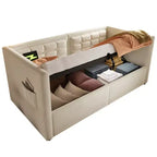 Divano letto singolo imbottito, Struttura letto singolo con contenitore idraulico, Struttura letto divano in velluto con schienale trapuntato