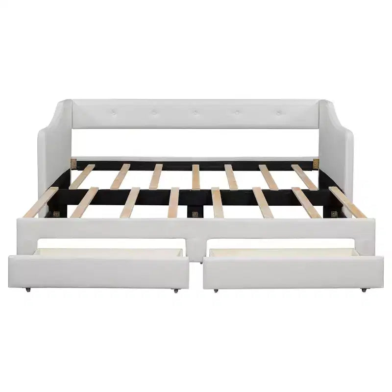 Luxystar Divano Letto Moderno a Una Piazza e Mezza in Lino con 2 Cassetti, Estensibile a Letto Matrimoniale