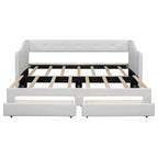 Luxystar Divano Letto Moderno a Una Piazza e Mezza in Lino con 2 Cassetti, Estensibile a Letto Matrimoniale