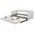 Luxystar Divano Letto Moderno a Una Piazza e Mezza in Lino con 2 Cassetti, Estensibile a Letto Matrimoniale