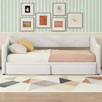Luxystar Modern Twin XL Size Linen Upholstered Daybed with 2 Drawers, Extendable to King Size