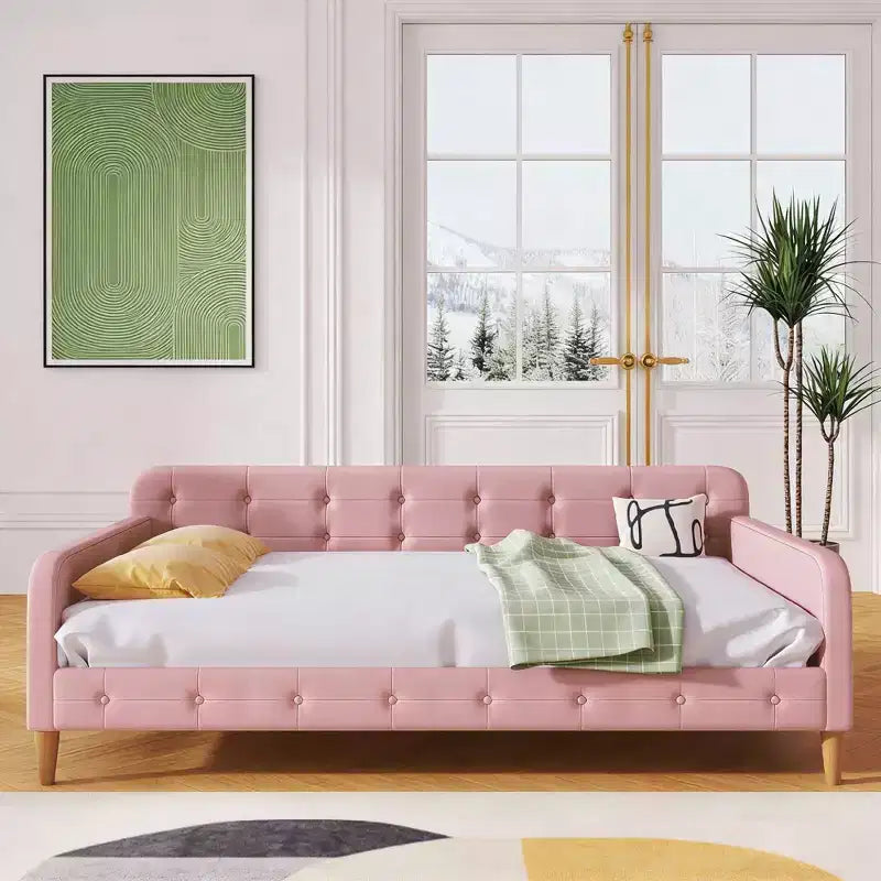 Divano letto imbottito in lino Luxystar Modern Full Size
