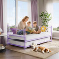 Twin Daybed with Trundle, Metal Sofa Bed with Heart-Shaped Headboard, Heavy-Duty Frame, Purple