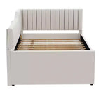 Luxystar Letto a giorno moderno imbottito in lino, matrimoniale, con letto estraibile e 3 cassetti