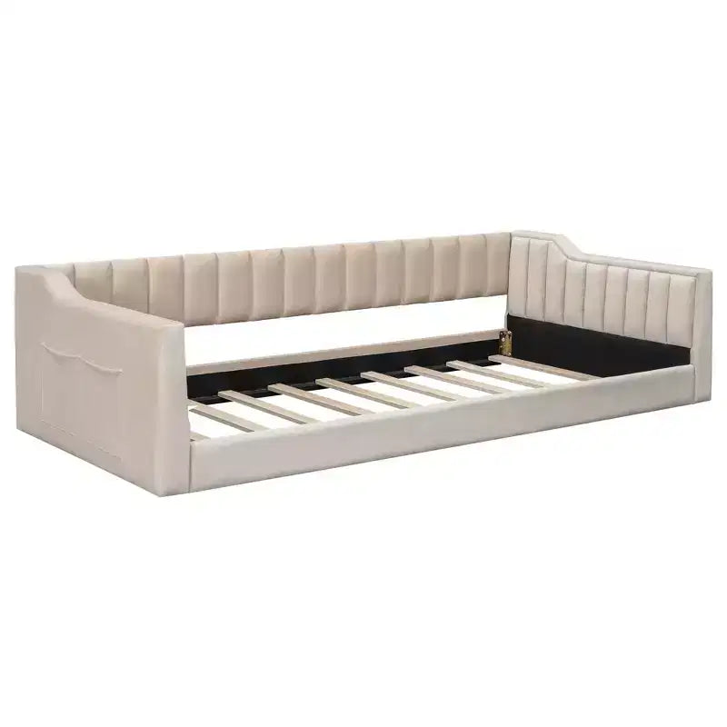 Daybed moderno Luxystar in velluto con tasche laterali