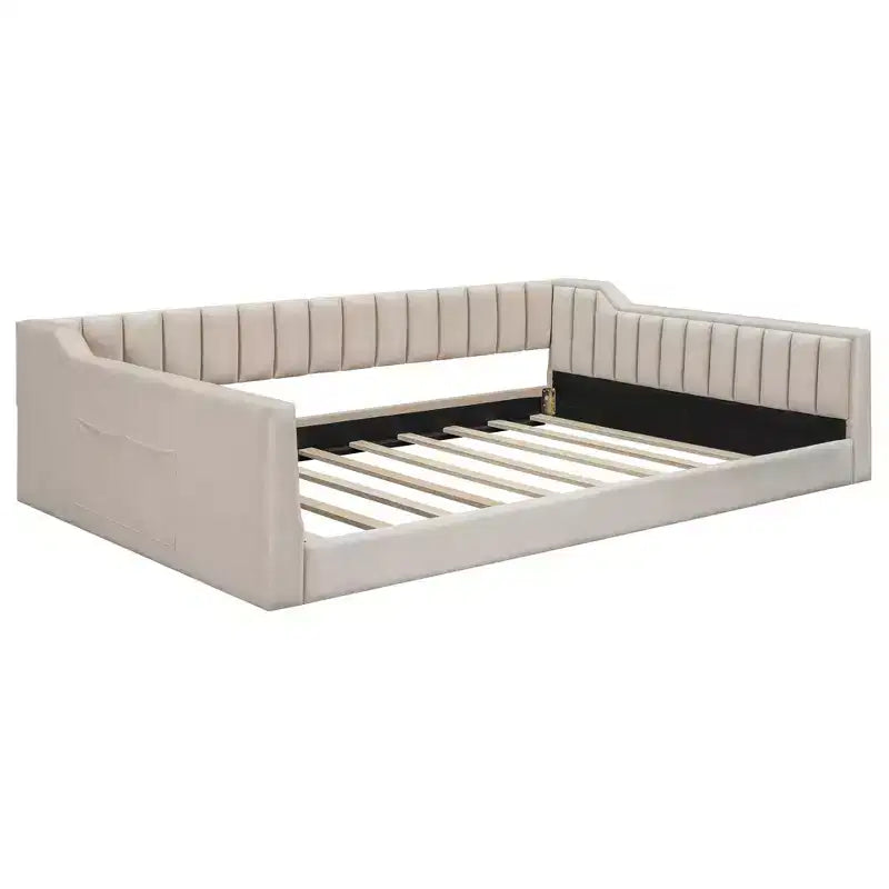 Daybed moderno Luxystar in velluto con tasche laterali