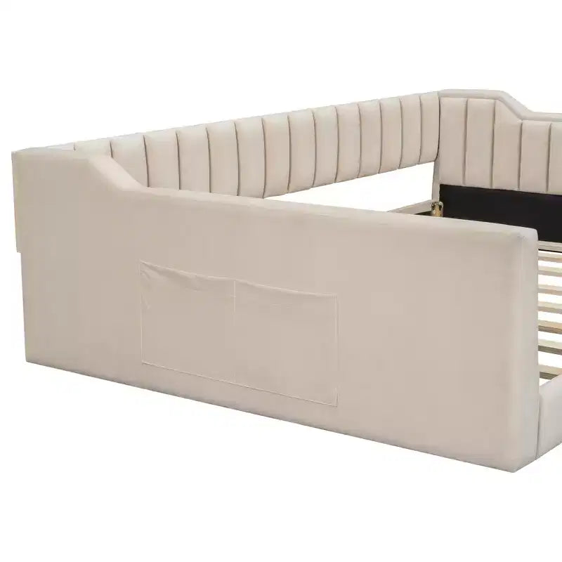 Daybed moderno Luxystar in velluto con tasche laterali