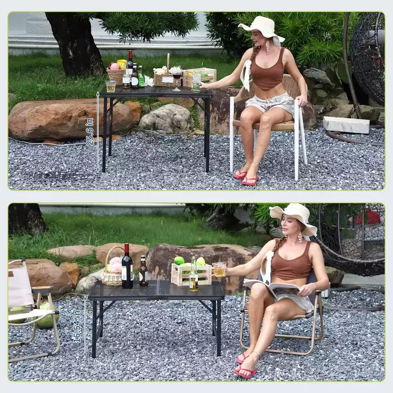 COZONY Tavolo Pieghevole per Griglia 90x60cm, Tavolo da Campeggio Portatile Regolabile in Altezza con Piano in Rete per Barbecue all'aperto