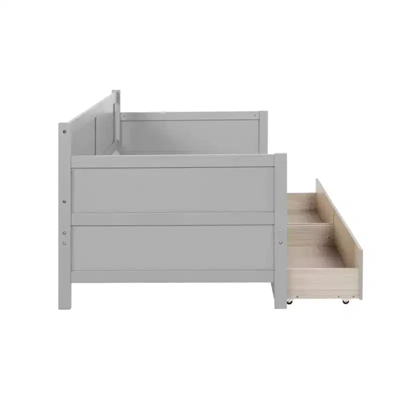 Divano Letto Singolo con Due Cassetti Contenitore, Letto a Piattaforma in Legno con Contenitore per Camera da Letto