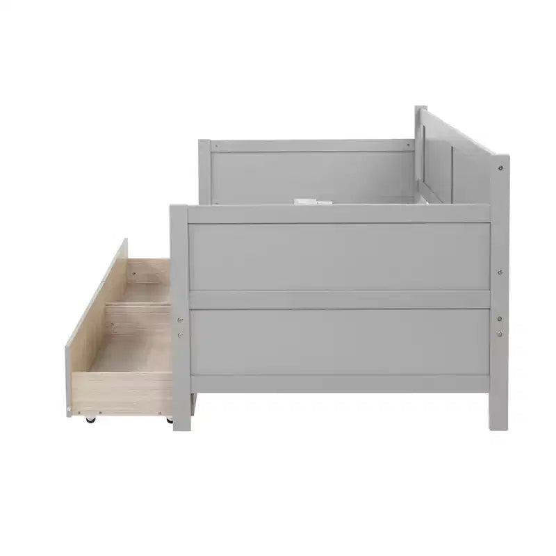 Divano Letto Singolo con Due Cassetti Contenitore, Letto a Piattaforma in Legno con Contenitore per Camera da Letto