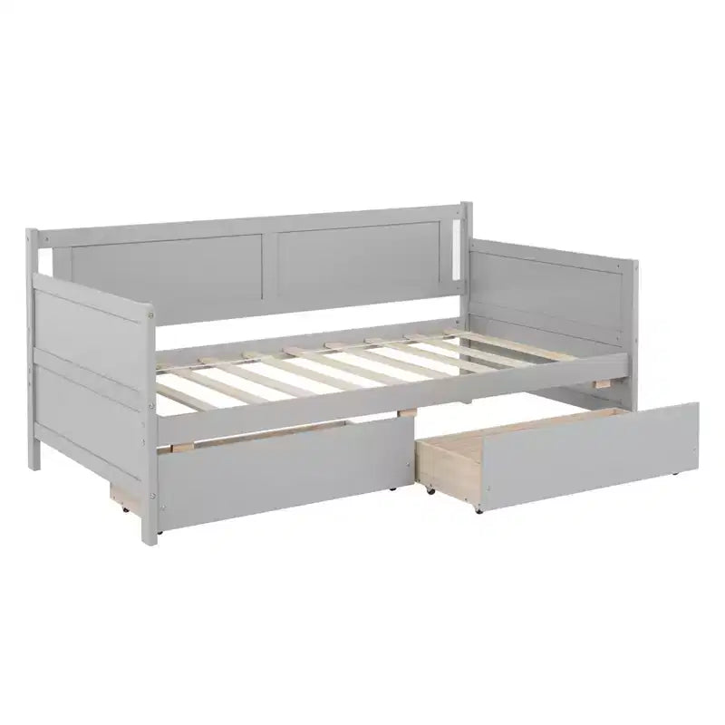 Divano Letto Singolo con Due Cassetti Contenitore, Letto a Piattaforma in Legno con Contenitore per Camera da Letto