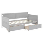 Divano Letto Singolo con Due Cassetti Contenitore, Letto a Piattaforma in Legno con Contenitore per Camera da Letto