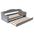 Bellemave Divano Letto Imbottito Accogliente con Luci d'Ambiente a LED e Letto Estraibile, Struttura Letto Salvaspazio per Camere da Letto e Soggiorni.